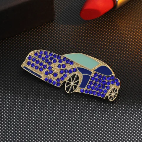 Fashion Rhinestone Sports Car Brooch Zinc Alloy Enamel Drip Oil Car Lapel Pin High-end Suit Coat Jewelry Accessories Gift
