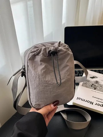 Damen Fashion Mini Nylon Umhängetasche Leicht Wasserdicht Kordelzug Schultertasche Mit Verstellbarem Gurt Lässige Handytasche Für Alltag Reise