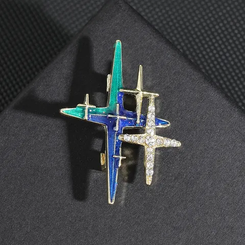 Broche de Planeta Universo Vintage para Hombres Mujeres Aleación Chapada en Oro Esmalte Strass Estrella Galaxia Alfiler de Solapa