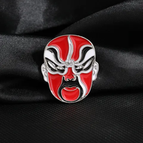 Traditional Chinese Peking Opera Mask Enamel Brooch Zinc Alloy Painted Face Lapel Pin For Women Ethnic Style Clothing Accessory Jewelry