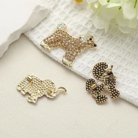 Cute Alloy Animal Brooches Rhinestone Inlaid Poodle Elephant Flamingo Fashion Jewelry Breastpin For Women Accessories