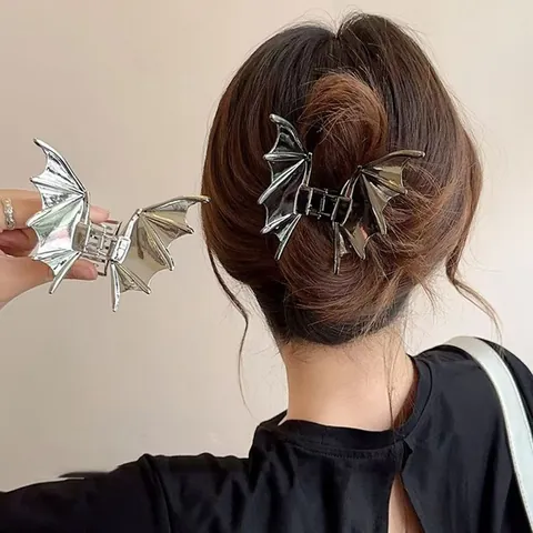 Gothic Fledermausflügel Legierung Haarklammer Halloween Party Haarschmuck Für Damen Mädchen Galvanisierte Metall Hai Clip Haarnadel