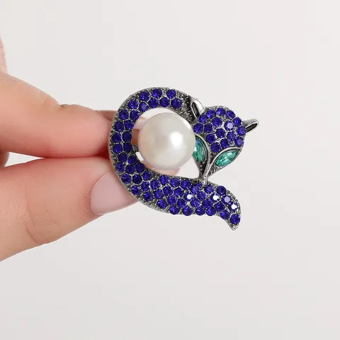 Spilla a Volpe Vintage per Donna in Lega di Zinco con Strass e Imitazione di Perla Artificial per Matrimonio Banchetto Gioielli