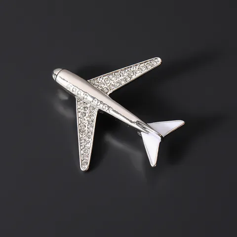 Squisita Spilla a Forma di Aereo in Lega con Strass e Smalto Spilla da Aereo Accessorio Moda per Abito e Maglione Regalo Gioielli