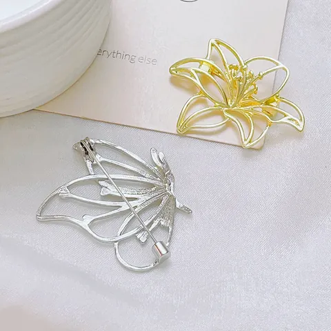 Hohl Schmetterling Blume Vogel Brosche Anstecknadel Zinklegierung Anti-Exposition Pin Für Damen Hochzeit Bankett Schmuck Gold