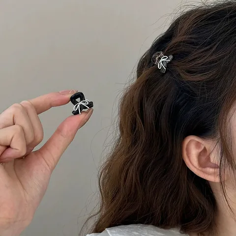 Vintage Rhinestone Bow Knot Mini Hair Claw Clip For Women Elegant Acetate Hair Shark Clip Faux Artificial Pearl Tassel Hair Accessories