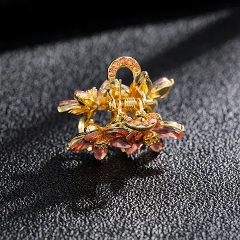 Elegant Legierung Blume Haarklammer Klein Kristall Strass Haarnadeln Vergoldet Floral Hai Clip Für Damen Mädchen Haarschmuck