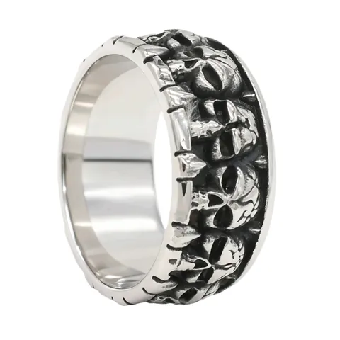 Retro Stainless Steel Skull Head Ring For Men Punk Gothic Distressed Band Finger Ring Fashion Jewelry Accessories Gift