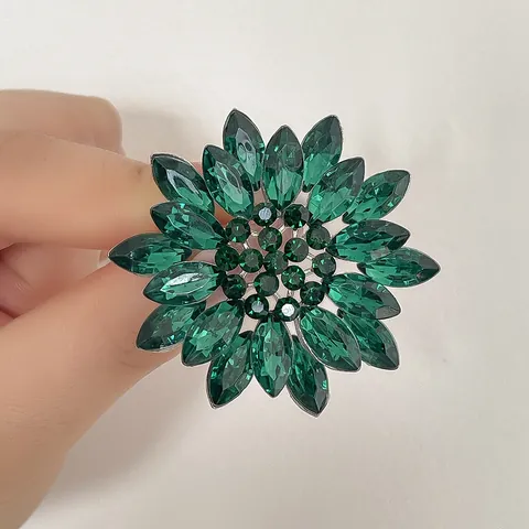 Vintage Blumen Brosche Für Damen Zinklegierung Grün Blau Strass Eingelegt Sonnenblume Korsage Pin Für Hochzeit Party
