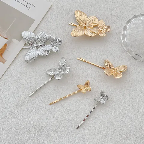Mode Schmetterling Haarspange Zinklegierung Gold Silber Haarklammer Minimalistisches Tierdesign Haarschmuck Für Damen Alltag