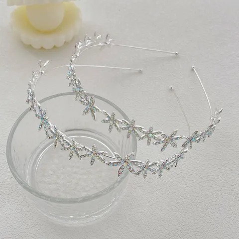 Cerchietto per Capelli a Forma di Fiore in Lega Vintage Con Strass AB Elegante Fascia in Metallo Argento per Matrimonio Festa Donna
