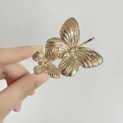 Mode Schmetterling Haarspange Zinklegierung Gold Silber Haarklammer Minimalistisches Tierdesign Haarschmuck Für Damen Alltag