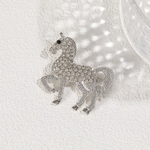 Spilla Animale Cavallo con Strass alla Moda per Donna Elegante Spilla in Lega di Zinco Cristallo Pony Gioielli Regalo Festa