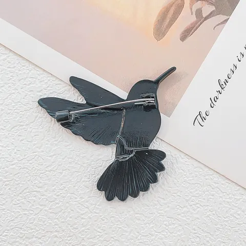 Colorful Enamel Hummingbird Brooch For Women Zinc Alloy Oil Dripping Stained Glass Style Bird Pin Clothes Decoration Gift