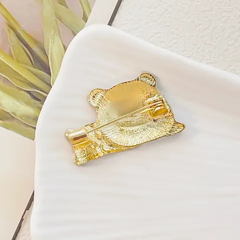 Cute Panda Animal Brooch Zinc Alloy Enamel Drip Oil Rhinestone Inlaid Gold Plated Cartoon Panda Pin Women Men Jewelry