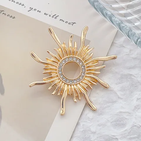 Lussuosa Spilla a Forma di Girasole Dorata Con Strass in Lega Spilla per Donna Matrimonio Festa Abito da Business Gioielli alla Moda