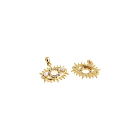 Pendentif Œil Maléfique en Cuivre Plqué Or Avec Zircon Strass Et Künstliche Perle Synthétique DIY Accessoire Bijoux Pendentif Seul