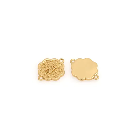 18K Gold Plated Copper Zirconia Flower Connector Number 24 For DIY Jewelry Making Bracelet Necklace Findings Accessories