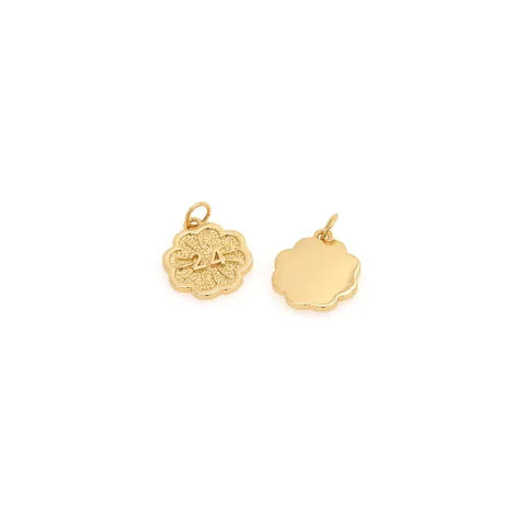 18K Gold Plated Copper Floral Pendant With Zirconia Minimalist 24 Number Daisy Design DIY Jewelry Pendant Only (Without Chain)