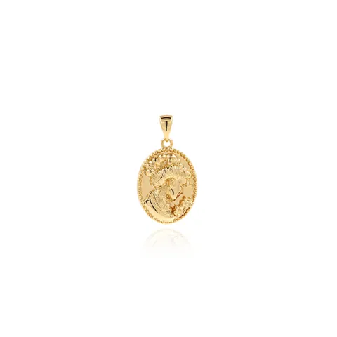 18K Gold Plated Copper Cameo Portrait Pendant With Zirconia For DIY Necklace Jewelry Making Pendant Only (Without Chain)