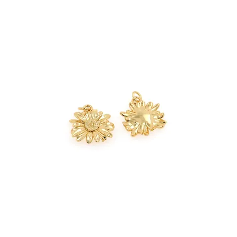 18K Verguld Koperen Bloem Hanger Met Zirkonia Ingelegd Madeliefje Zonnebloem Voor DIY Sieraden Maken Accessoires
