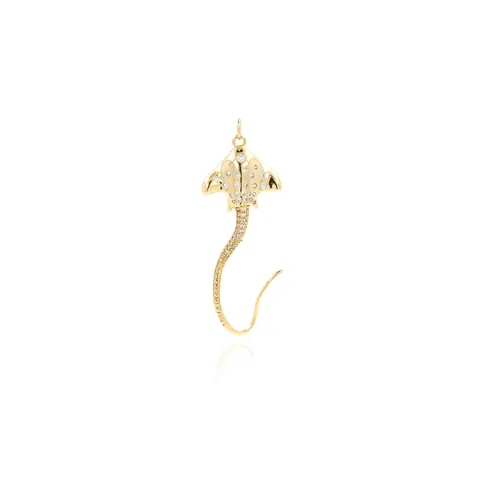 18K Vergulde Koperen Pijlstaartrog Hanger Met Zirconia Oceaan Rog Bedel Voor Mode DIY Sieraden Maken Vrouwen Accessoires