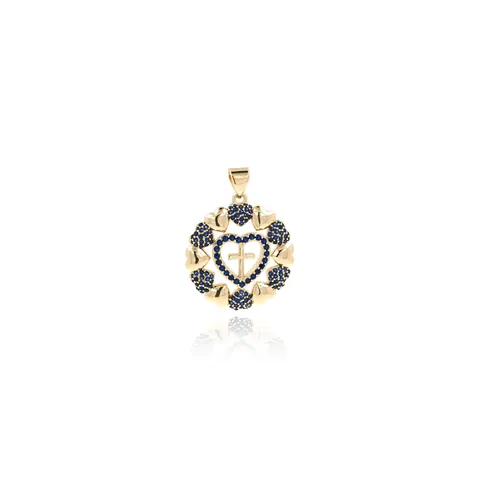 Hartvormige Kruis Hanger Verguld Koper Zirkonia Ingelegd DIY Sieraden Maken Charms Voor Ketting Vrouwen Cadeau