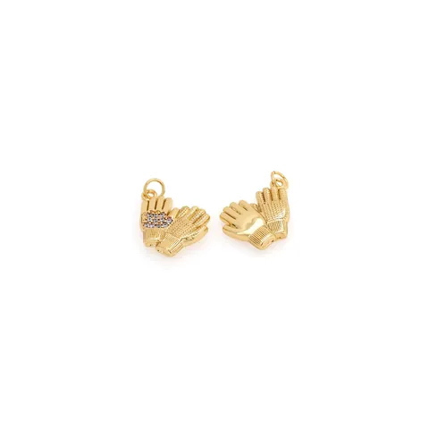 18K Gold Plated Copper Glove Pendant Minimalist Zirconia Inlaid Double Hands Charm For DIY Jewelry Making Necklace Accessory