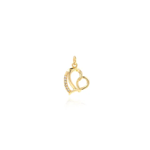 18K Verguld Koper Zirkonia Hart Hanger Elegant Dubbel Hart DIY Sieraden Accessoires Voor Ketting Vrouwen Cadeau