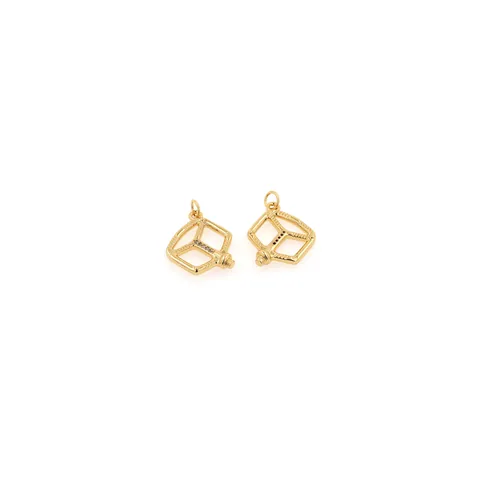 18K Verguld Koper Zirconia Geometrische Vierkante Hanger DIY Sieraden Maken Fietspedaal Vorm Charm Voor Ketting Armband