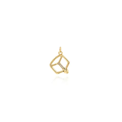 18K Verguld Koper Zirconia Geometrische Vierkante Hanger DIY Sieraden Maken Fietspedaal Vorm Charm Voor Ketting Armband
