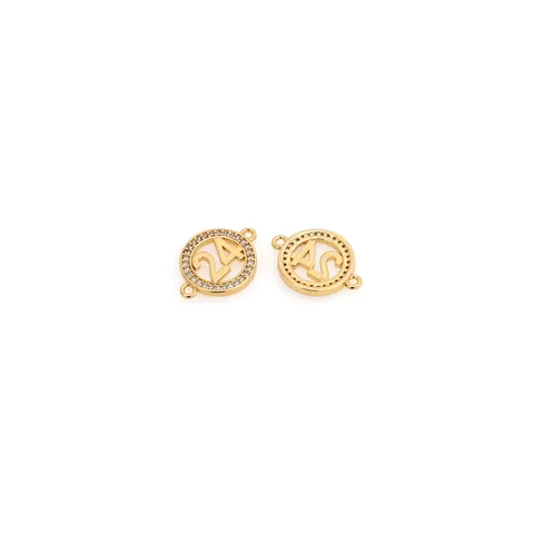 18K Verguld Koper Zirkonia Nummer 24 Ronde Hanger Connector Voor DIY Sieraden Maken Accessoires Voor Vrouwen Minimalistisch Mode