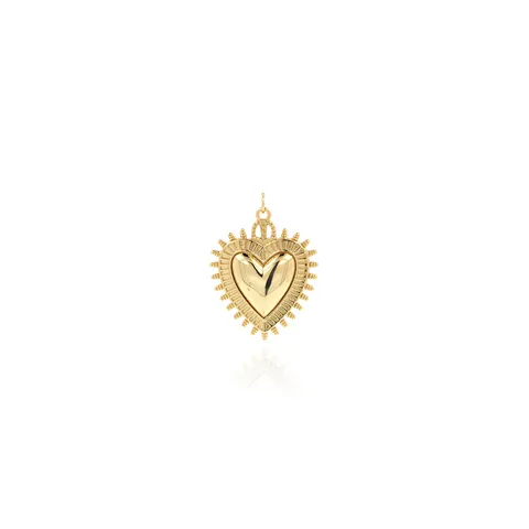 18K Verguld Koperen Hart Hanger Zirkonia Ingelegd DIY Sieraden Accessoire Voor Ketting Maken Zonnestraal Patroon Charm