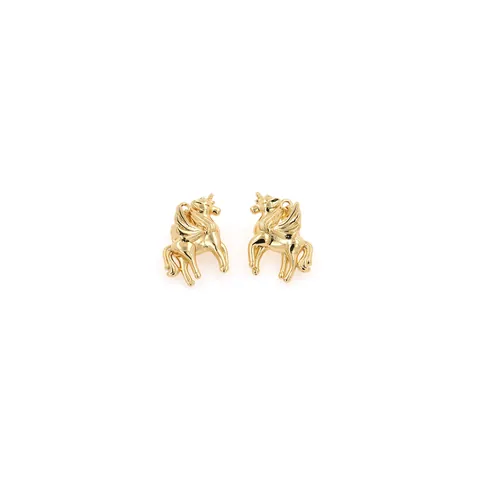 18K Verguld Koperen Pegasus Eenhoorn Hanger Charm Zirkonia Ingelegd Minimalistisch Dier DIY Sieraden Maken Accessoire Voor Ketting