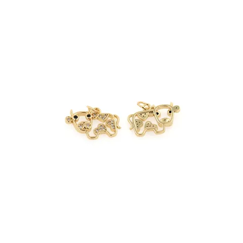 18K Vergulde Koperen Zirkonia Koe Hanger Alleen Zonder Ketting Minimalistische Cartoon Stier Diervorm DIY Sieraden Accessoire