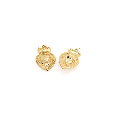 Vintage 18K Verguld Koperen Sacred Heart Kroon Hanger Reliëf Zonnestraal Hart Charms Voor DIY Sieraden Maken
