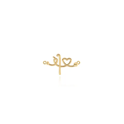 18K Vergulde Koperen Zirkonia Hart Arabische Kalligrafie Hanger Connector DIY Sieraden Maken Accessoire Minimalistische Stijl