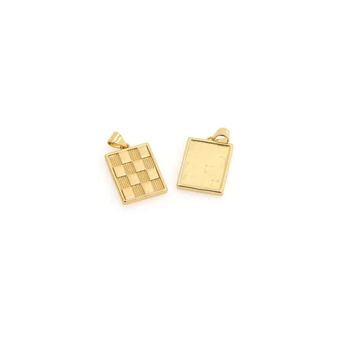 18K Verguld Koperen Schaakbord Rechthoekige Hanger Met Zirkoon Voor DIY Sieraden Maken Mode Vrouwen Accessoire