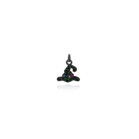 Halloween Witch Hat Pendant 18K Gold Plated Copper Zirconia Enamel Charm For DIY Necklace Bracelet Jewelry Making Accessories