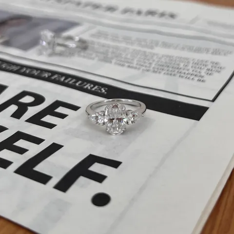 S925 Sterling Silver Three Stone Moissanite Ring For Women Oval Waterdrop Pear Cut Bridal Engagement Anniversary Luxury Jewelry