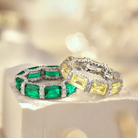 925 Sterling Silver Ring For Women Colorful Zircon Emerald Pear Cut High End Luxury Fashion Finger Accessory