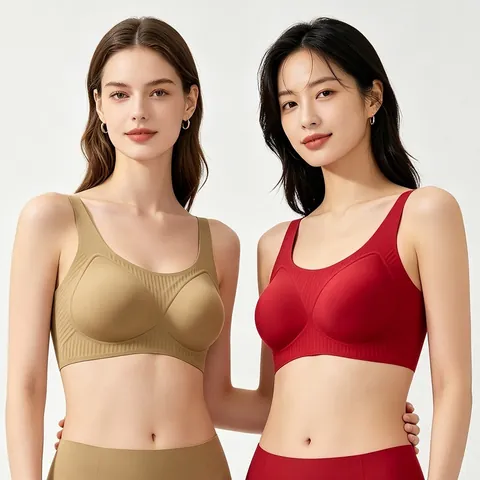 Damen Nahtlos Weste BH U-Ausschnitt Dünn Gekleidet Bralette Komfortabel Ohne Bügel Sport Unterwäsche Rückenfrei Top BH