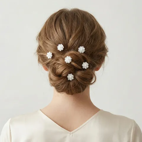 6 Pezzi Forcine per Capelli a U con Fiori Bianchi in Lega Argento per Matrimonio Forcina Floreale Accessori Capelli Sposa Donna