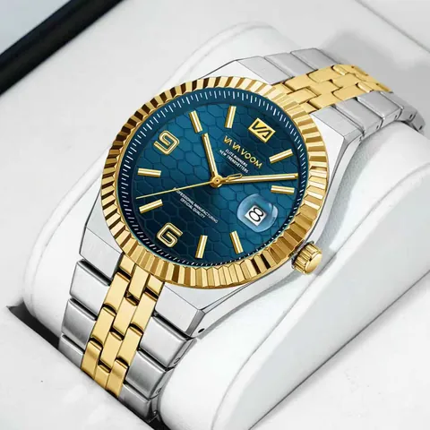 Men Business Fashion Quartz Watch Stainless Steel Strap Waterproof Luminous Date Calendar Honeycomb Pattern Dial Wristwatch