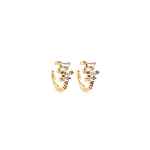 18K Vergoldet Kupfer Zirkonia Ohrmanschette Ohrringe Exquisit Geometrisch Pave Strass Nicht Piercing Knorpel Ohrringe Minimalistisch Leicht Luxus Schmuck Für Damen