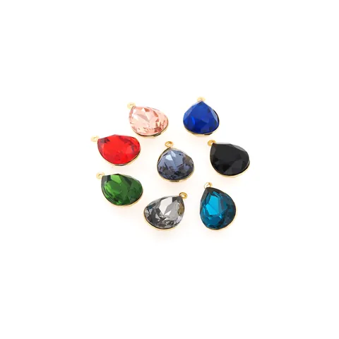 18K Gold Plated Copper Waterdrop Pendant With Zirconia Inlaid Crystal Pear Shaped DIY Jewelry Making Accessories For Women