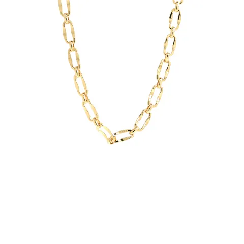 18K Gold Plated Copper Hammered Long Oval Link Chain For DIY Jewelry Making Necklace Accessories Minimalist Paperclip Chain