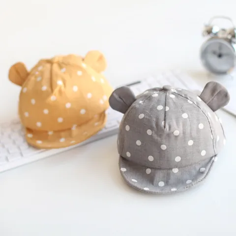 Baby Pet met Stippen Schattige 3D Oren Zachte Rand Zonnehoed voor Peuters Katoenen Baseballpet Verstelbaar Buiten Accessoire