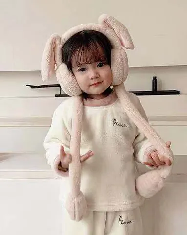 Paraorecchie a Forma di Coniglio con Orecchie Mobili per Bambini Ragazze Invernali Caldi in Peluche Copriorecchie in Pelliccia Sintetica