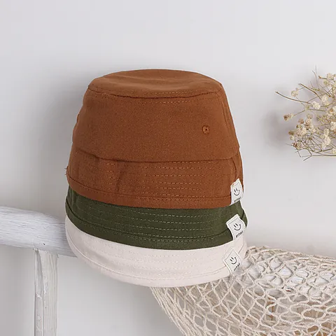 Sombrero de Pescador de Lona de Algodón para Niños con Parche de Cara Sonriente Color Sólido Protección Solar para Niños y Niñas